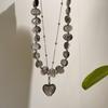 Irregular Beaded Necklace Exaggerate Heart Pendant Necklace Elegant Collarbone Chain  Party