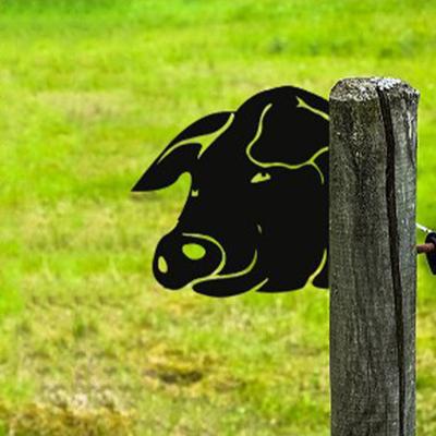 Yousheng Peek-a-Boo Metal Animal Sign Peeping Animal Silhouette Garden Sign Double-sided Animal Peeping Around Sign for Outdoor Farm Fence Tree Post
