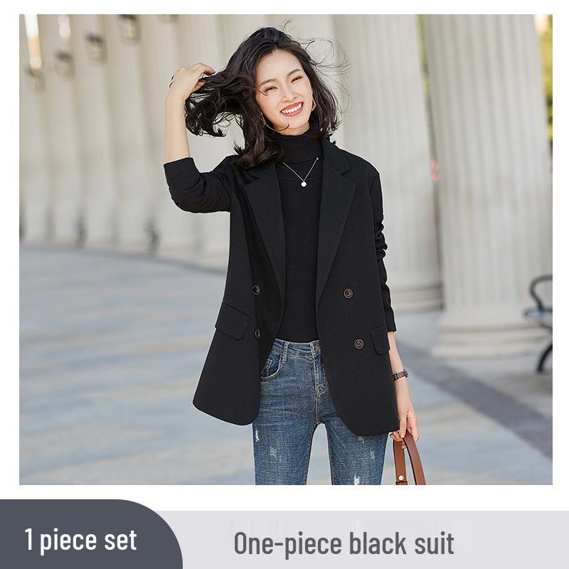 

Women s Black Wool Suit Jacket - High-End, Plus Size, Thickened, Padded for Autumn/Winter 2025 M