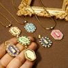 1 PC Virgin Mary Religious Brass Pendants 18K Gold Plated  Pearlized Hexagon Enamel Cubic Zirconia Charms Pendants 3cm x 1.7cm