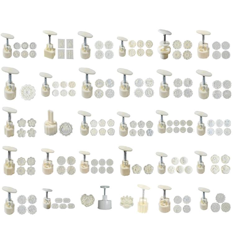 Various Shape Mooncake Mold DIY Hand Pressure Fondant Mooncake Mould with Stamps