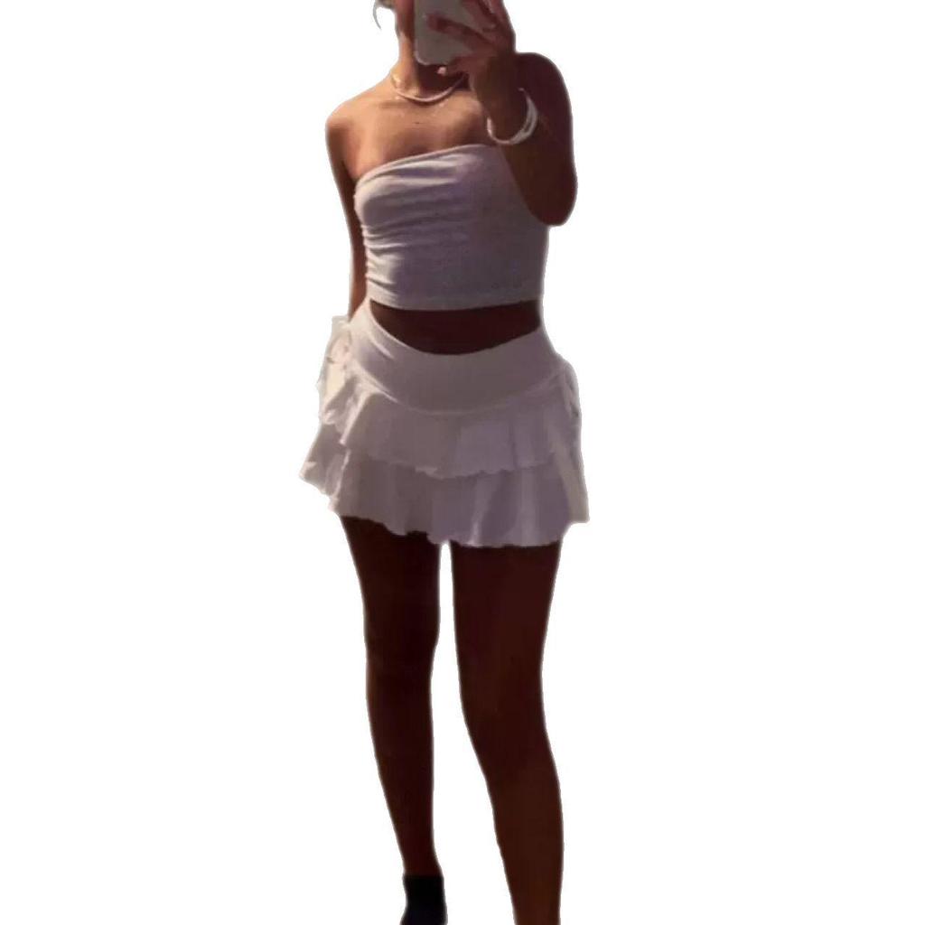 Cross-border Retro Style Irregular Ruched Lace-up Low Waist Skirt