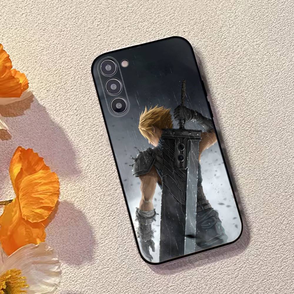 F-FINAL F-FANTASY Cloud Strife Phone Case For Samsung Galaxy A73,A72,A71,A70,A53,A52,A51,Others Soft Black Cover