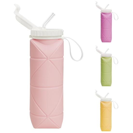 Collapsible Water Bottle Reusable Leak-Proof Silicone Water Cup 600ml Large Capacity Straw Cup Portable Outdoor Sports Kettle