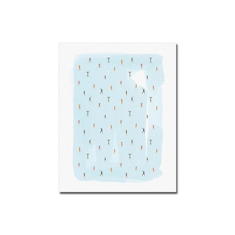 Summer Sea Swim Poster Open-Water Pool Canvas Painting Abstract Diving Whale Art Print Minimalist Wall Picture Living Room Decor