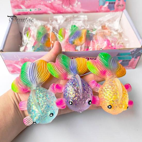 Fish Squeeze Toy Glitter Powder Stress Anxiety Relief Slow Rising Simulation Sensory Soft TPR Calming Animal Fidget Office Desk