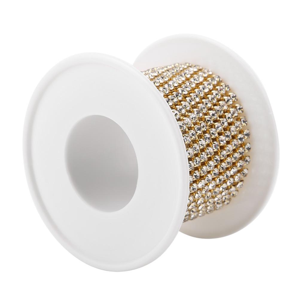1pcs 10 Yards Rhinestone Chain Roll SS12 Close Cup Chain Crystal Rhinestone Chain Sewing