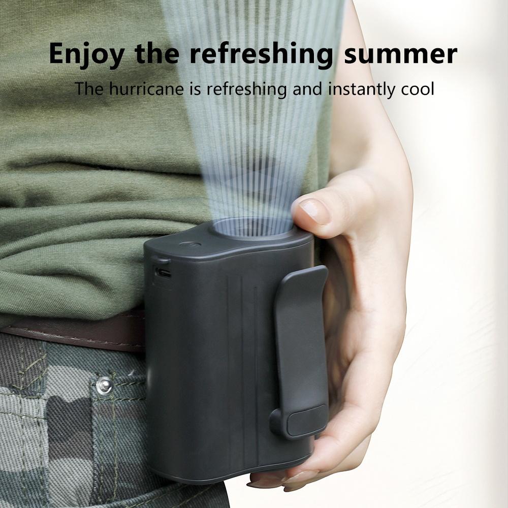 Portable Waist Clip Fan 100 Speeds Wearable Belt Fan 4000 Mah Mini Waist Fan for Outdoor Jobsite Farms Traveling Fishing