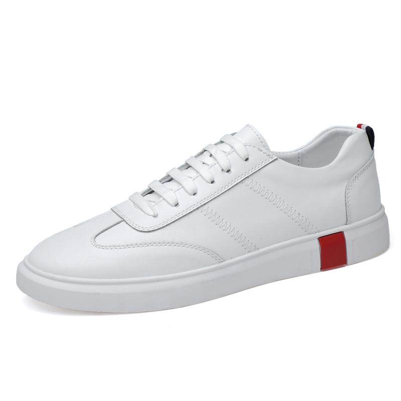 

Fashion Versatile Genuine Leather Mens Sneakers Pure Colors Man Tenis Masculino Comfortable Outdoor Shoes Lace-up Casual Shoes Trainers 38 белый