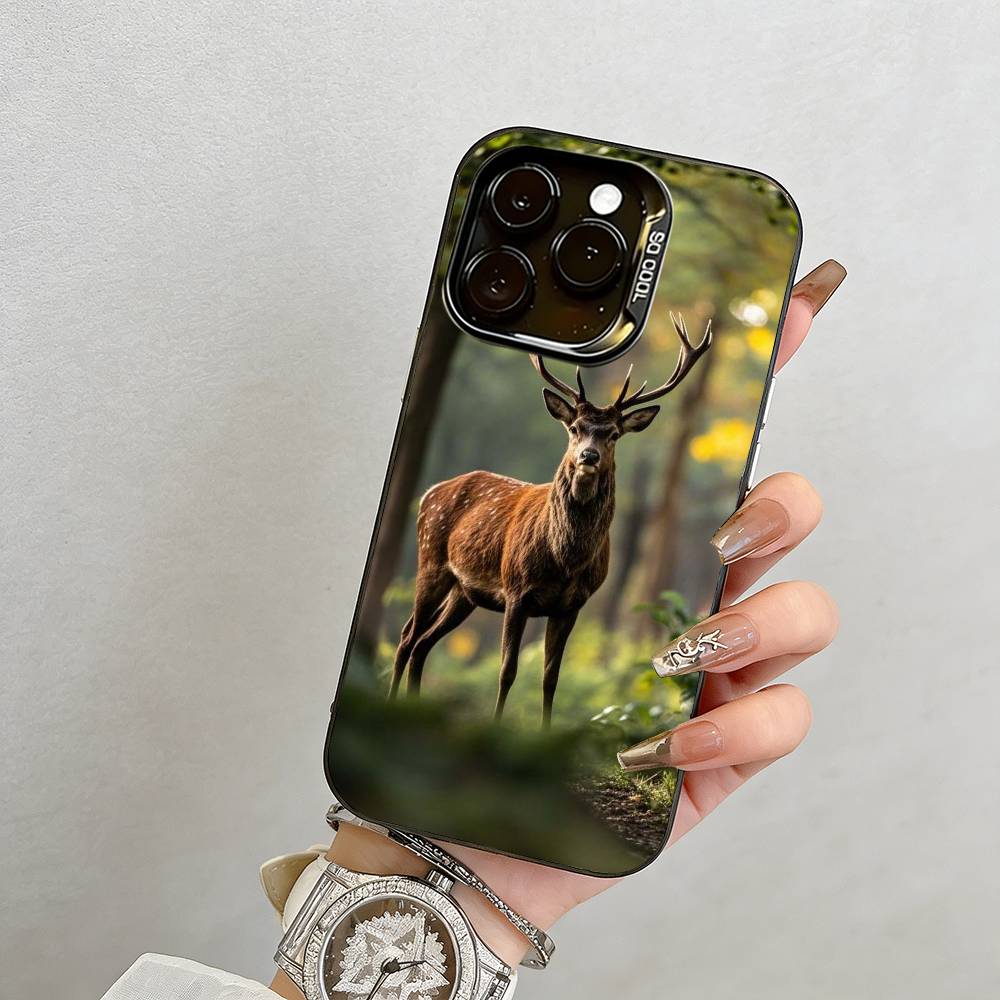 Deer Phone Case For iPhone 17,16,15,14,13,12,11 Plus,Pro Max,XS,Colorful Silver Phone Case Funda Cover