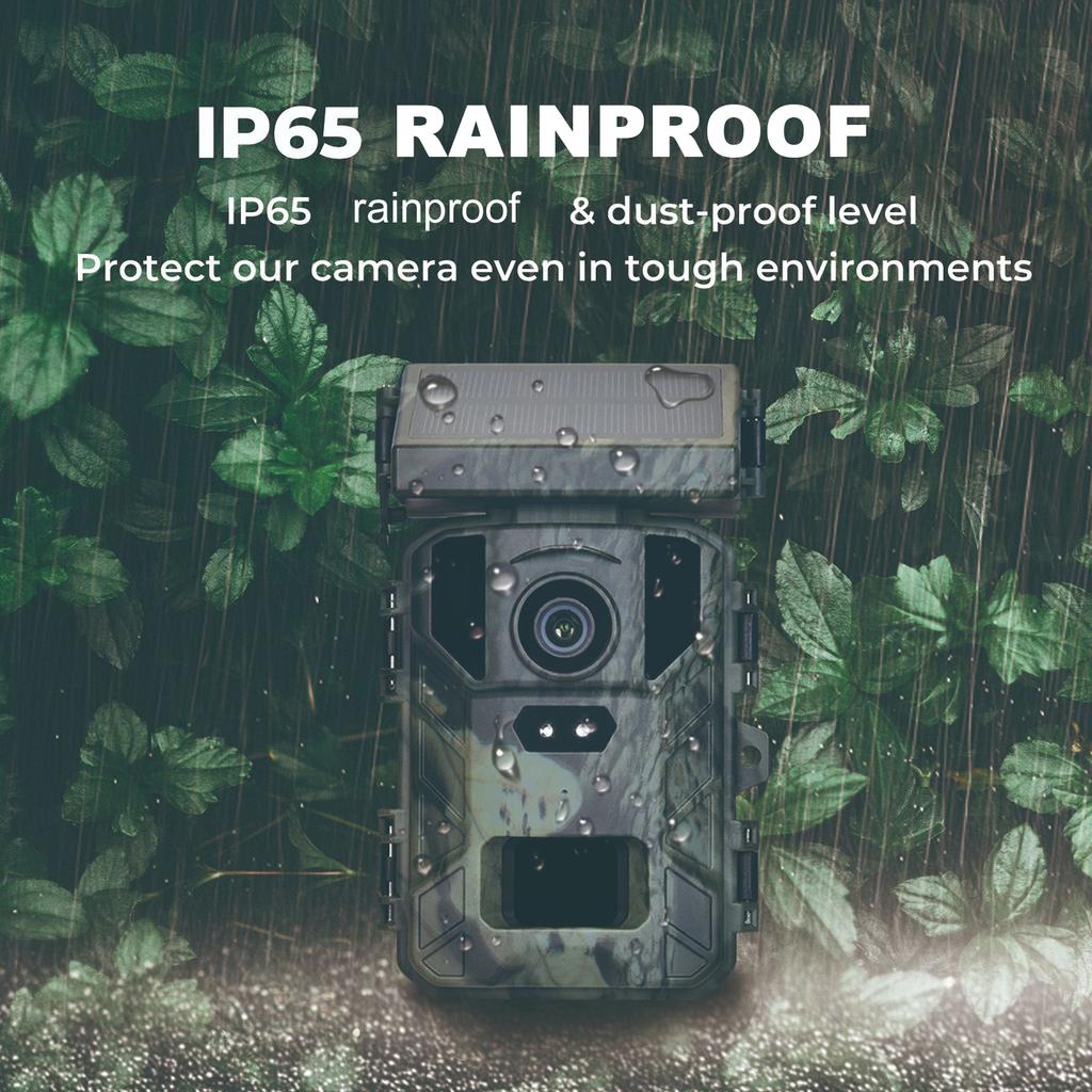 Trail Camera with Solar Panel 50MP 4K High Definition Night Visible 120 degrees  Wide Angle 65ft Detection for Outdoors