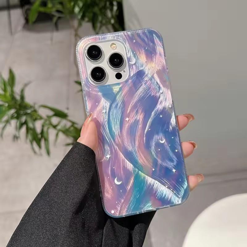 

Pastel Purple Blue Galaxy Moon Star Swirl Clear Phone Case for iPhone 17 16 15 14 13 12 11 16E Series Pro Max Plus iphone 15
