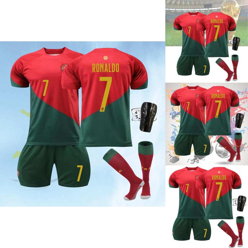 Children's Portugal Football Jersey Set World Cup Soccer Shirt Cristiano Ronaldo Number 7 Jersey Sports Suit