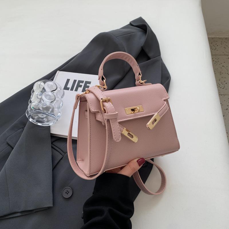 Hand-held small bag women's new trendy fashion European and American lock buckle square kelly bag one-shoulder crossbody bag handbag