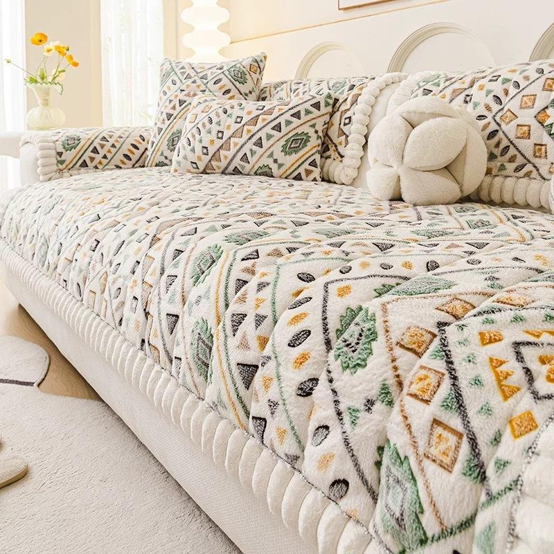 

Bohemian Plush Thick Milk Velvet Sofa Cover Warm Comfortable Stylish Sofa Pad 110*210cm
