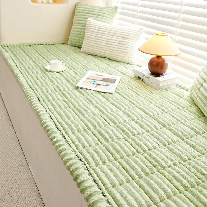 

Зимний чехол для дивана, утолщенный защитный чехол для садового дивана, клетчатый кремовый, большой квадратный коврик для домашних животных, фланелевый чехол для дивана 60x120