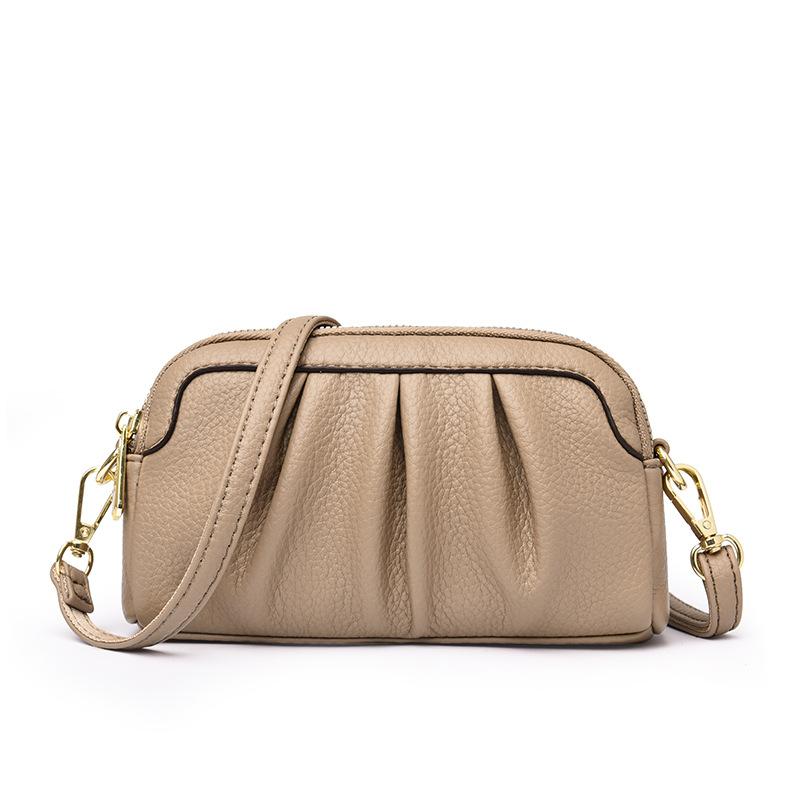 Small Square-shaped Lady's Lightweight Single-shoulder Pleated Mini Change Purse Mobile Phone Bag Shoulder Bag