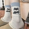 Female Spring and Autumn Assorted Cartoon Cute Dog Embroidery Boneless Drum Pile Pile Cotton Socks
