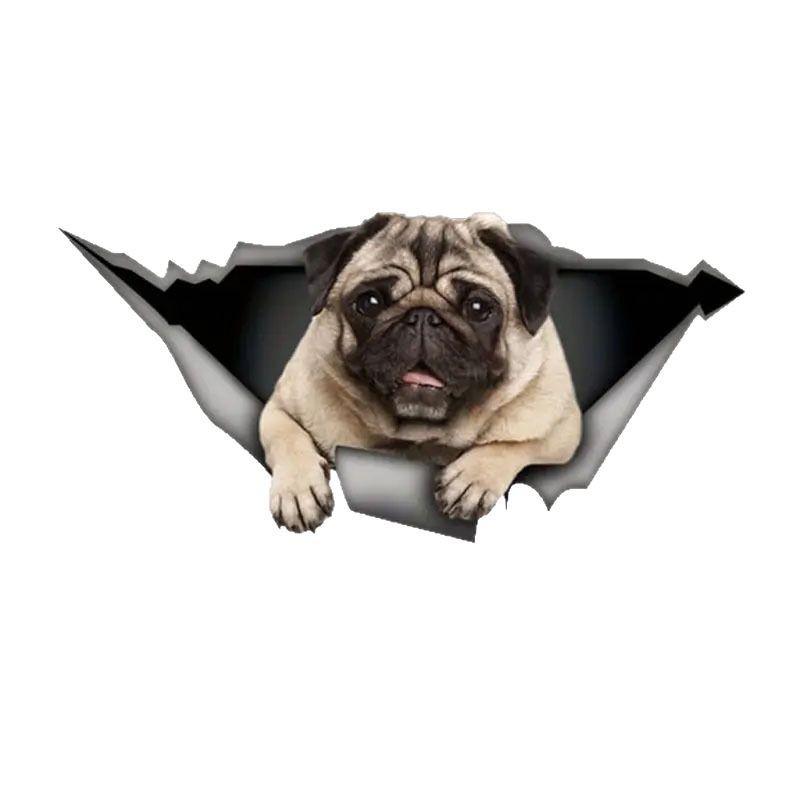 3D Pug Car Sticker - Waterproof, Durable, Creative Decorative Pet Design