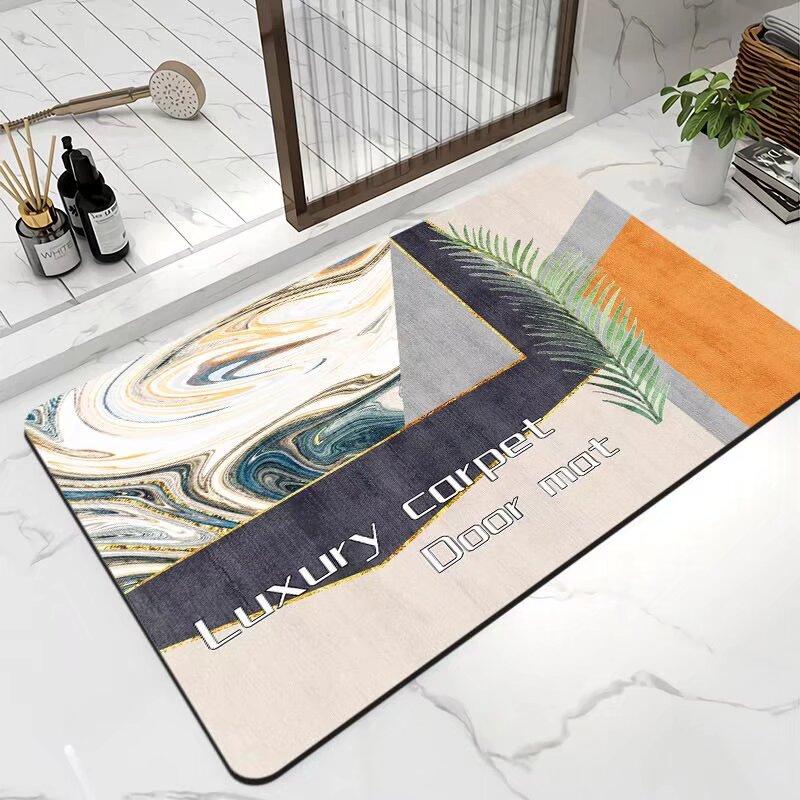 Oil Painting Diatom Mud Cushion Toilet Door Mat Non-slip Absorbent Bathroom Foot Mat Toilet Door Mat Carpet