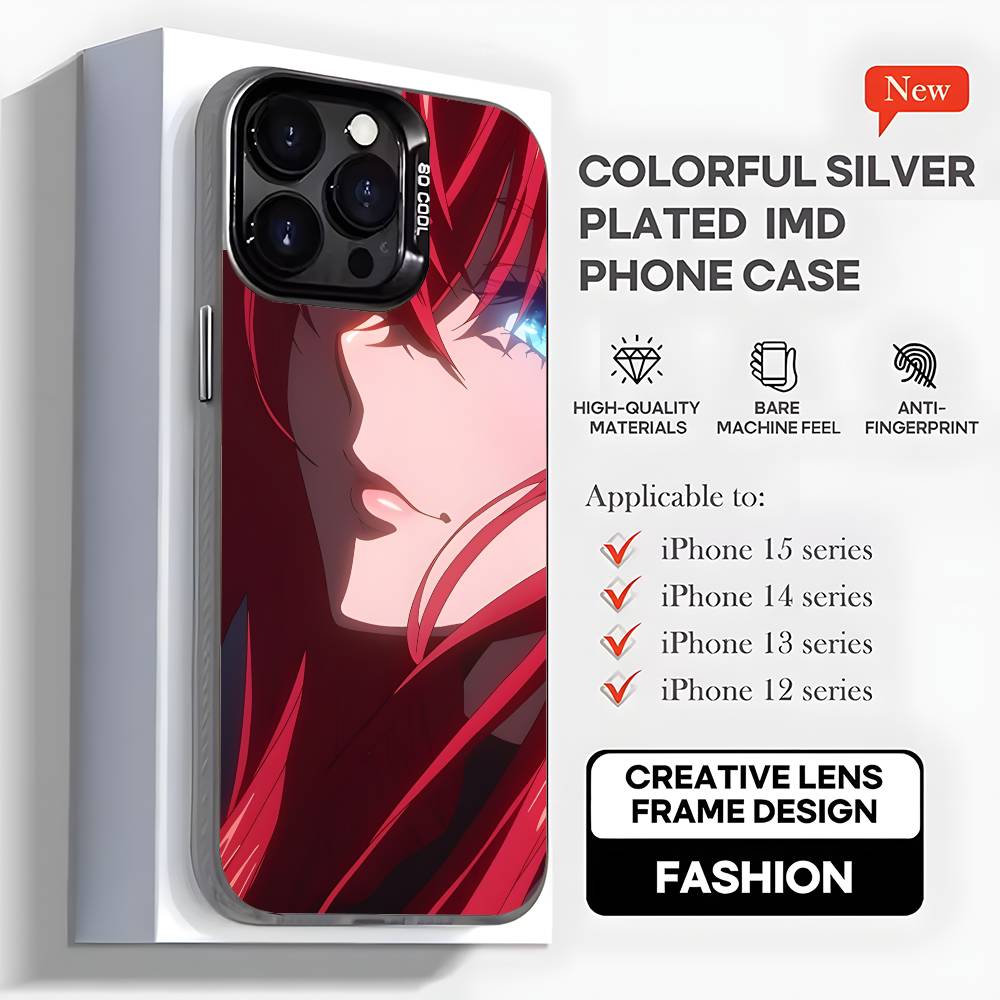 R-Rias Gremory High School Phone Case For iPhone 16,15,14,13,12,11,Mini,Pro,MAX,plus,Black Matte Shockproof Cover