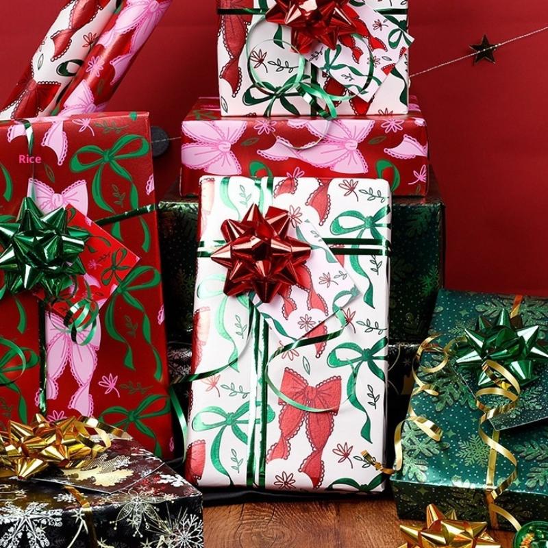 1 Roll Wrapping Paper 17Inch X 118Inch Gift Wrap, Christmas Wrapping Paper, Kraft Paper - Black Pinecone Xmas Gift Kraft Paper