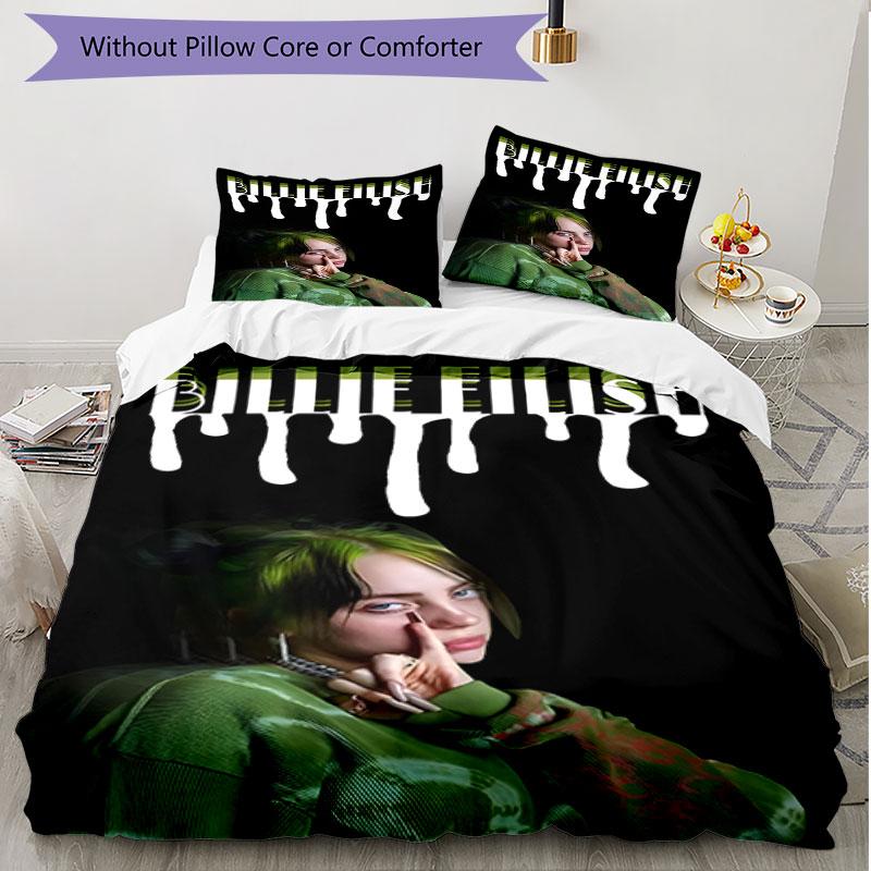 3pcs Duvet Cover Set (1*Duvet Cover + 2*Pillowcase, Without Core), Billie Eilish Print Soft All‑Season Bedding Set, Home Bedroom Decor Gift
