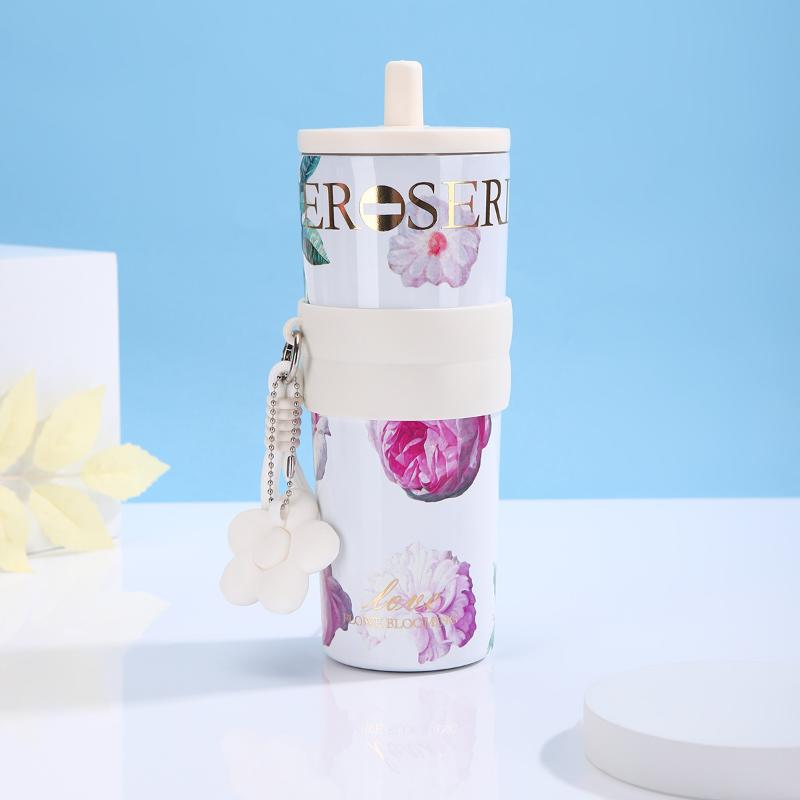 Nerezový Velký Král Hrnku Velkokapacitní Hrnky na Kávu do Auta Láhev na Čaj a Vodu Vakuová Termoska Přenosné Hrnky Hrnky se Slámkou