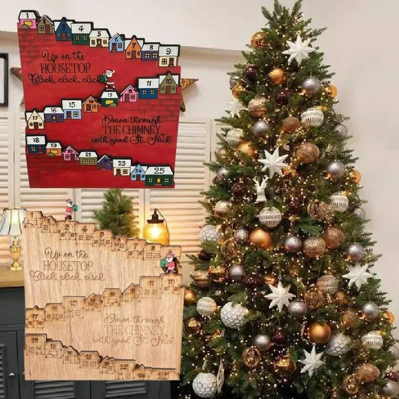 Christmas Countdown Calendar Ornaments Santa Castle Desktop Decoration Crafts