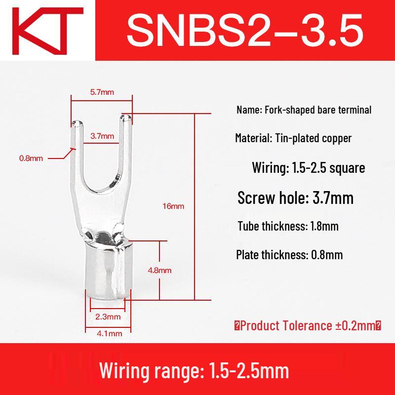 Kaisheng Y-Shaped Copper Forked Crimp Terminal SNBSML2-8 UT Lug