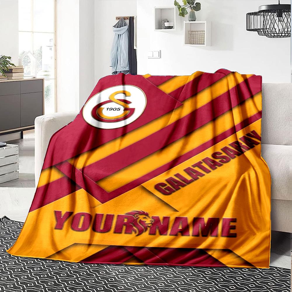 Name Custom Galatasaray Print Flannel Blanket High Quality Warm Comfortable Cover for All Seasons Perfect for Gifts Home Decor