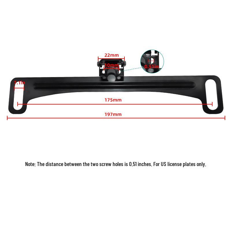 Universal Rearview License Plate Holder with Reversing Camera, US Spec Metal Bracket