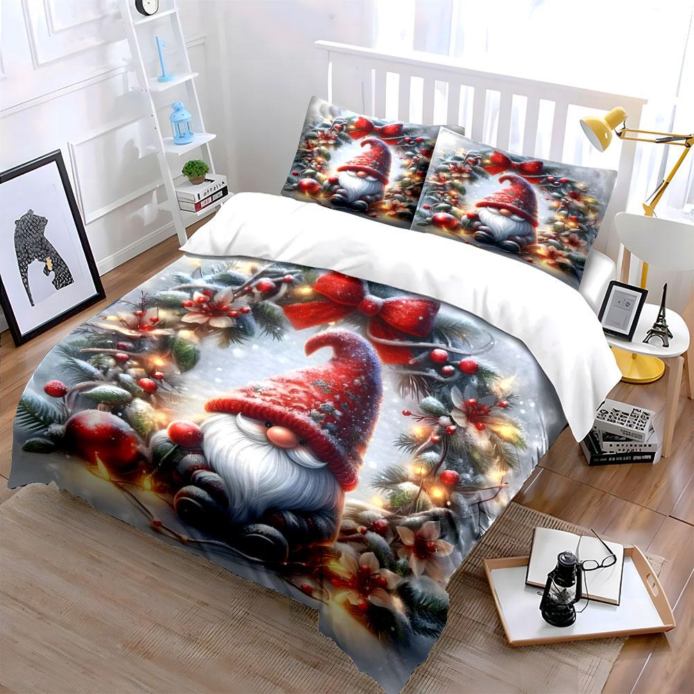 Christmas Gnome Bedding Set Bedding Duvet Cover Set Duvet Cover Pillowcases (1 * Duvet Cover 2 * Pillowcases, without duvet insert)