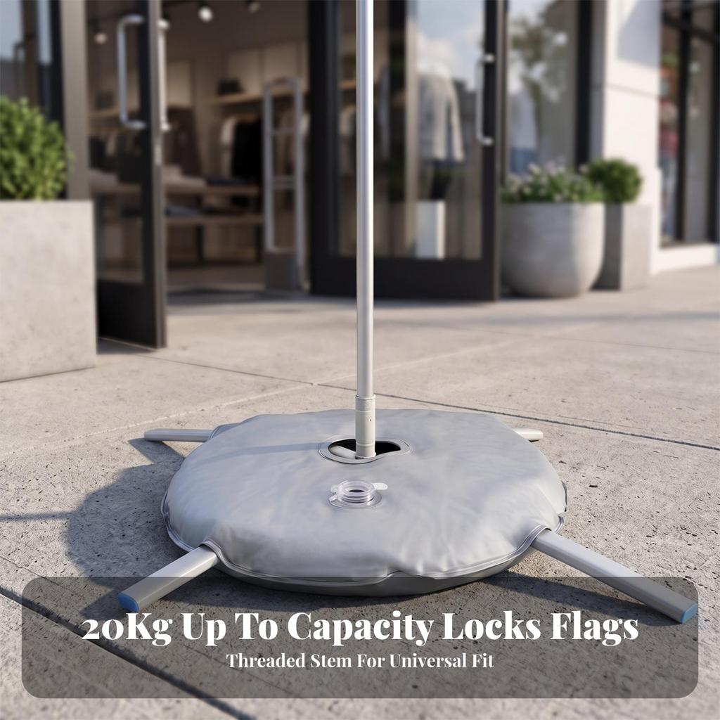Feather Flag Base Weight Bag | Built-in Carry Handle Recess, Water with Pole