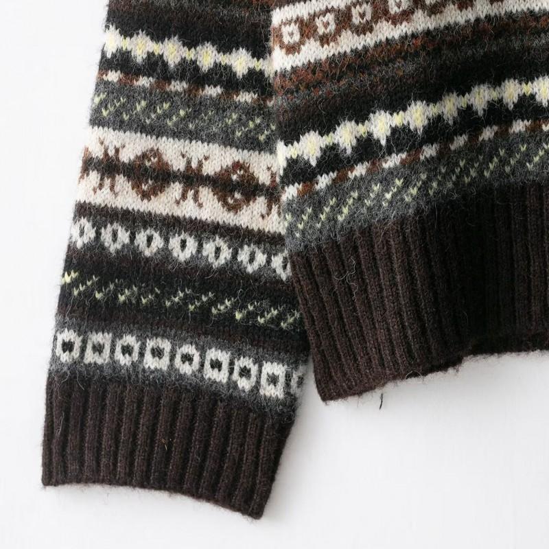Womens Street Style Knit Sweater With Jacquard Round Neck Long Sleeve Fall 2025