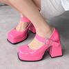 Women's High Heels Pumps Mary Janes Shoes Platform Pink Black Red Heeled Working Party Dance Wedding Shoes Female Spring