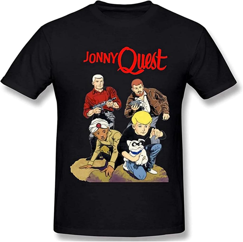 Jonny Quest Print Short Sleeve Fashion T Shirt for Men Black