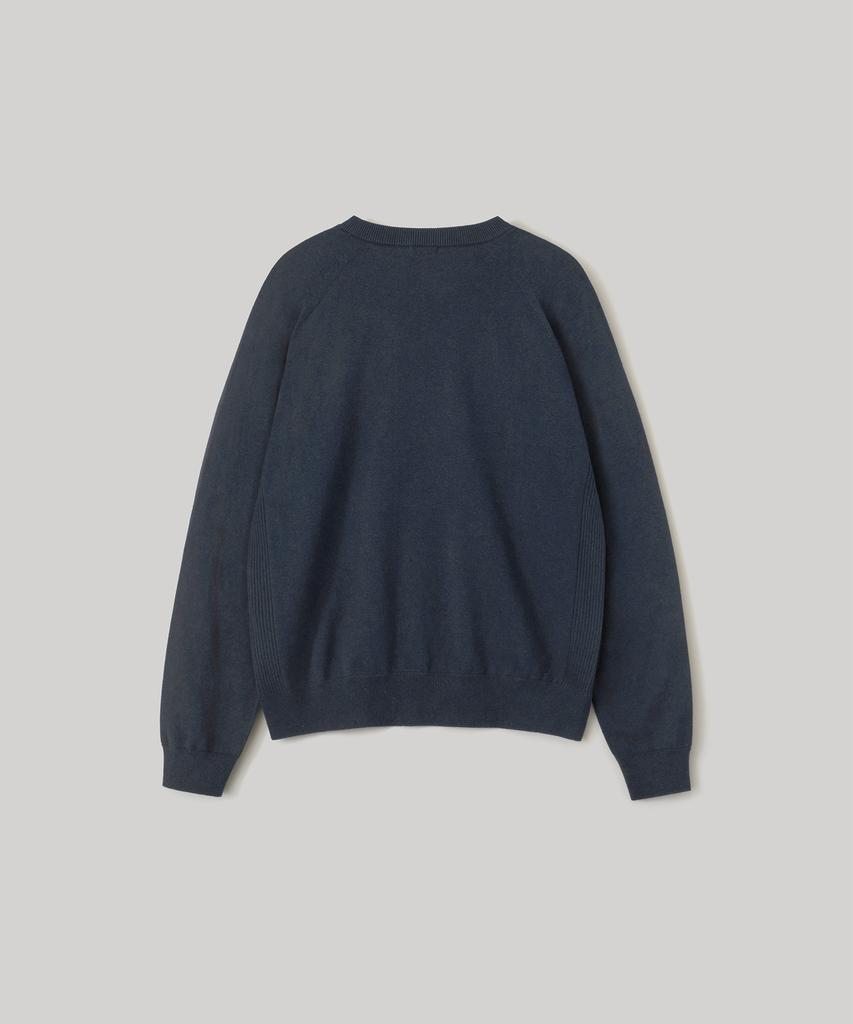ANOTHER OFFICE Whole Garment Crew-Neck Knit (Indigo Blue)
