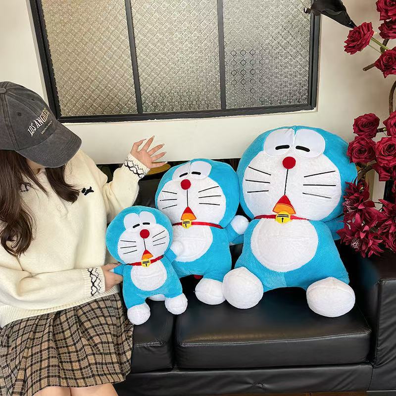 

Win in a breeze Doraemon doll jingle cat doll plush toy robot cat blue fat throw pillow birthday gift 40Cm