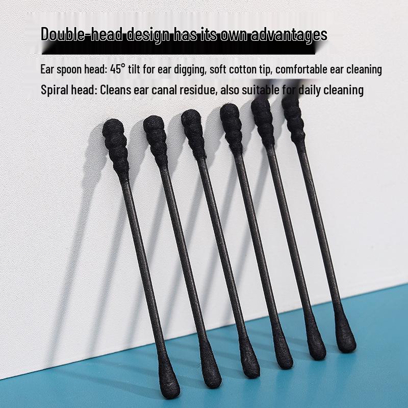 Black Spiral Cotton Swab Ear Pick for Ear Cleaning