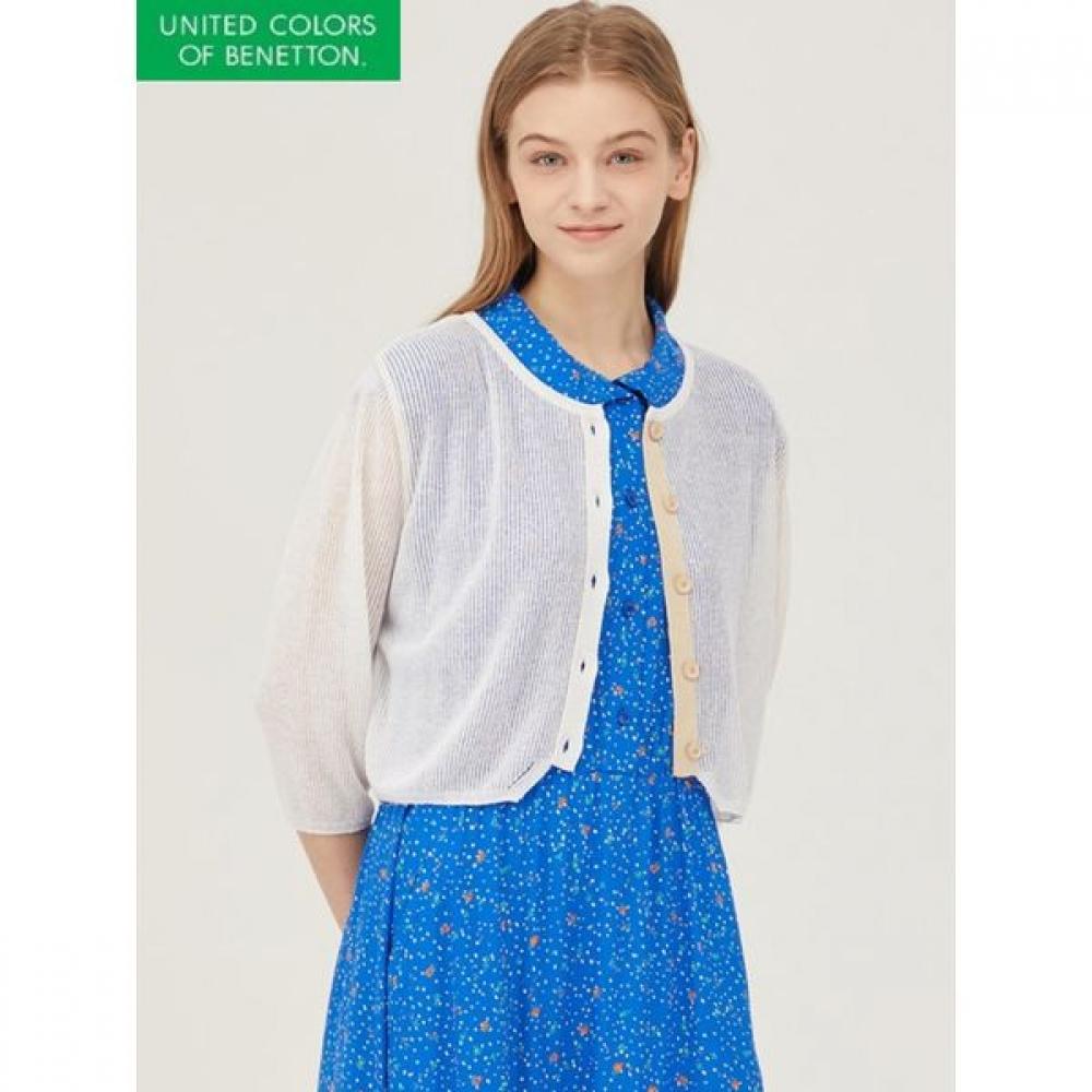 

Льняной укороченный вязаный кардиган Benetton Bakcb1531 IV/OS