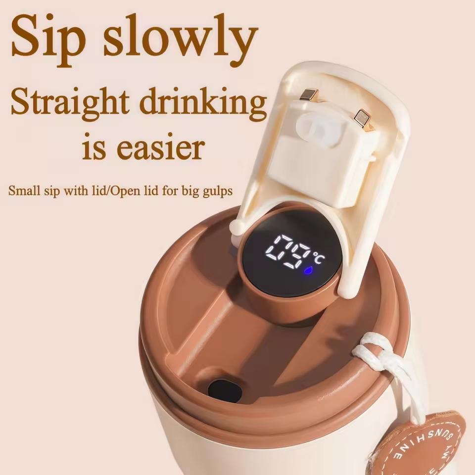 316 Stainless Insulated Cup Display Temperature Coffee Cup Intelligent Car Mounted Couple Mug Water Cup Gift Drinking Cup 420ml