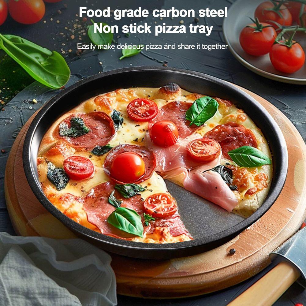 New Black Baking Tray Even Heating Non-stick Pizza Baking Pan Carbon Steel Oven Tray