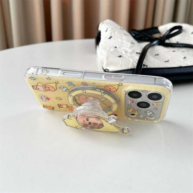 Kawaii Cartoon Star Baby Magnetic Phone Case For iPhone 17 Pro 15 14 16 Pro Max Cover with Shaking Stand For Magsafe Case