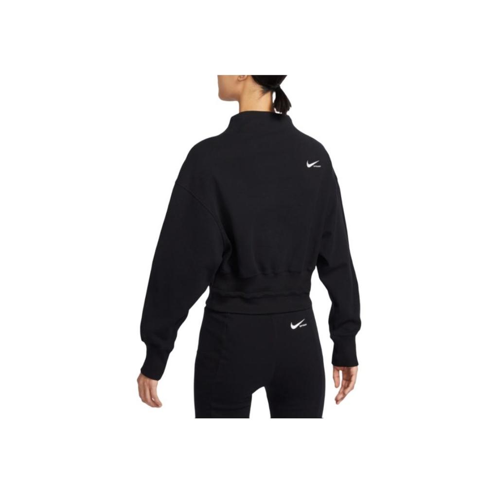 Nike Sportswear Collection Logo Half High Neck Short Casual Sweatshirt Women sweatshirt Black FB8753-010