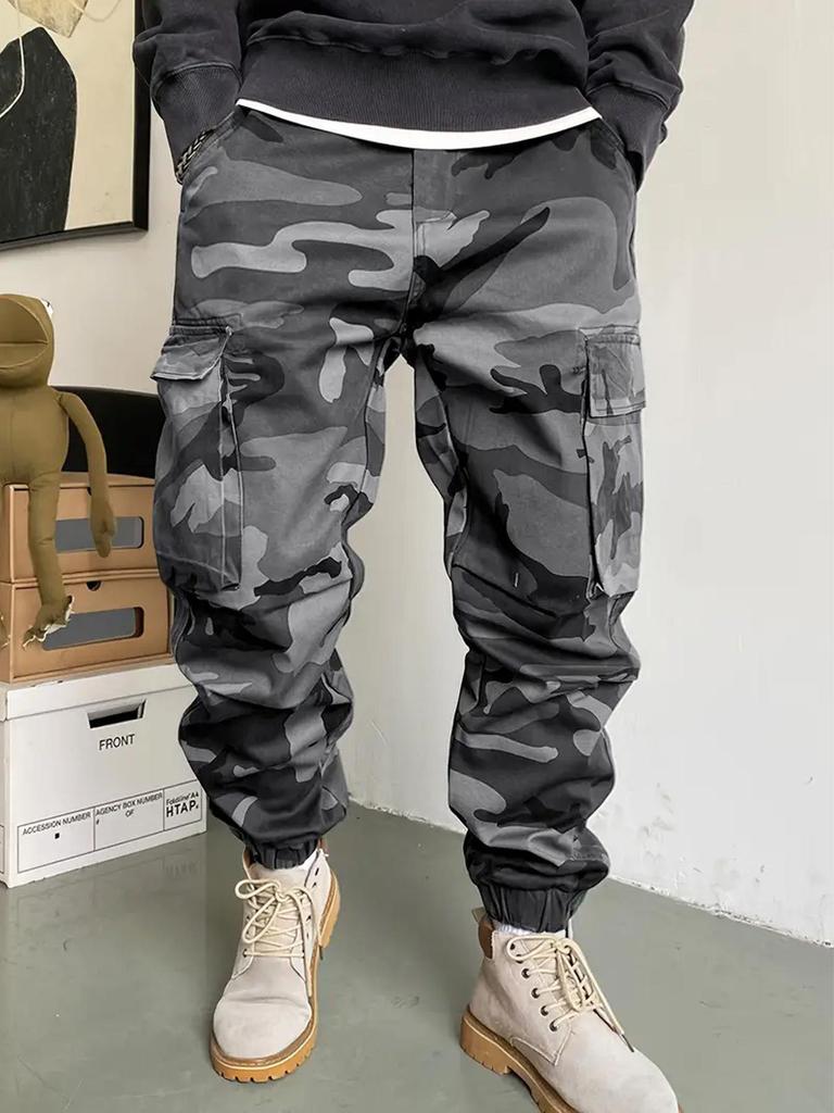 Men's Spring/Autumn Camouflage Retro High Street Casual Tapered Work Pants