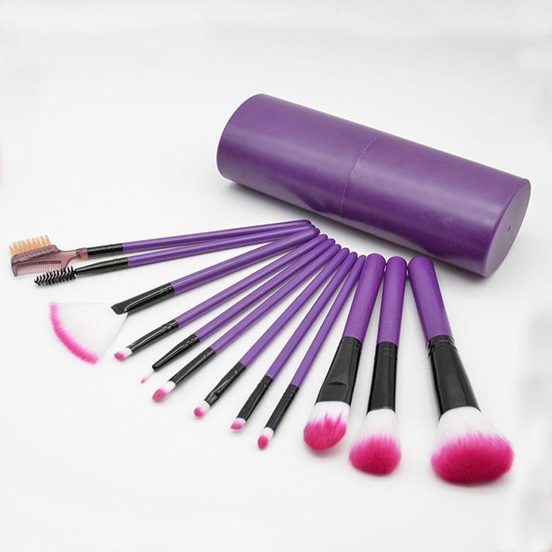 

Набор из 12 кистей для макияжа для начинающих: Тональная основа, румяна и многое другое фиолетовый