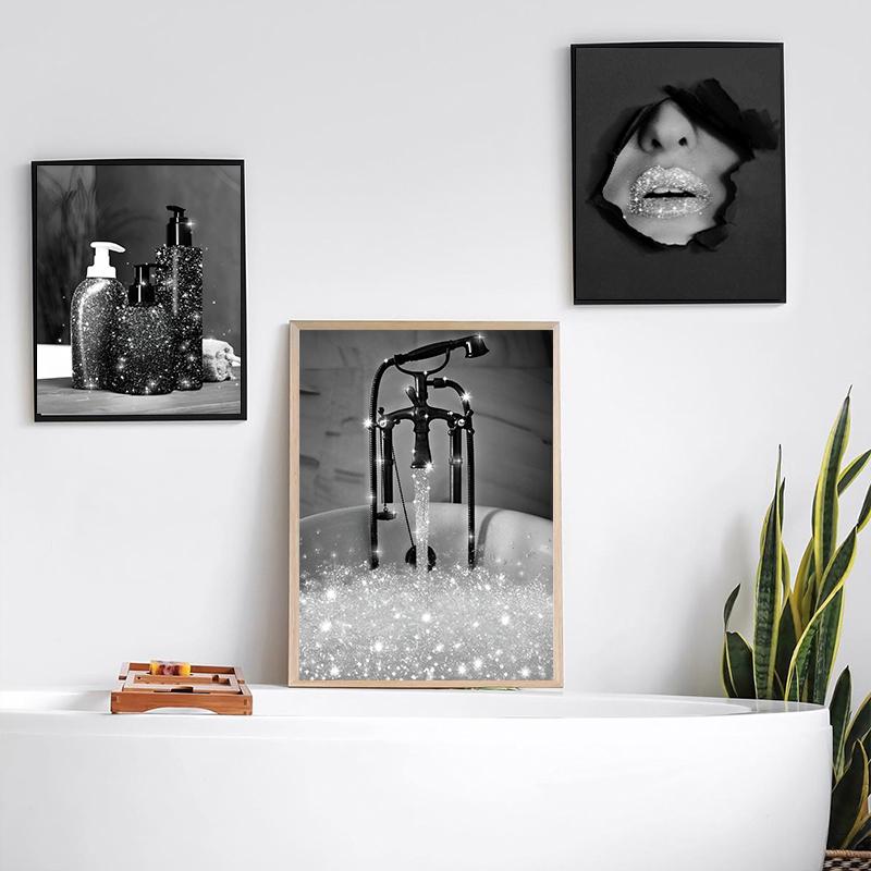 Baño WC Bling Póster Papel Higiénico Moda Sexy Mujer Impresión Pintura Lienzo Arte de Pared Imagen Moderno Lavabo Decoración del Hogar