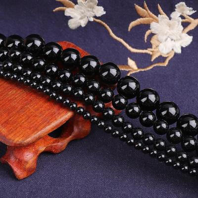 Black Agate Round Beads, AA Grade 3-12mm, 15” Strand Loose Gemstone Beads, Pick Size for Jewelry