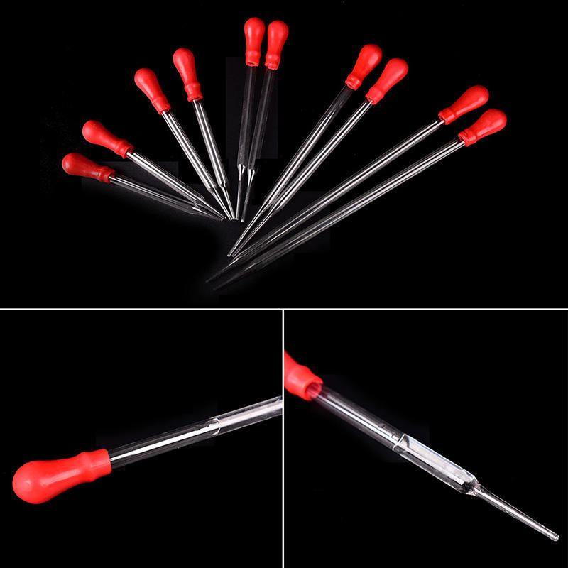 2Pcs Rubber Head Glass Pipettes Dropper Lab Glassware Tool For Veterinary Test